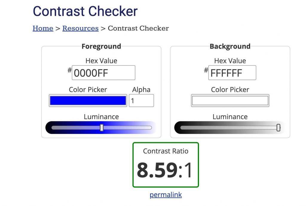 color contrast color checker from webaim.org
